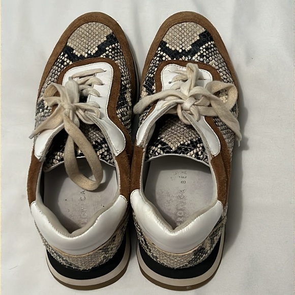 Veronica Beard Hartley Walnut Suede & Python Print Sneakers - Picture 3 of 7